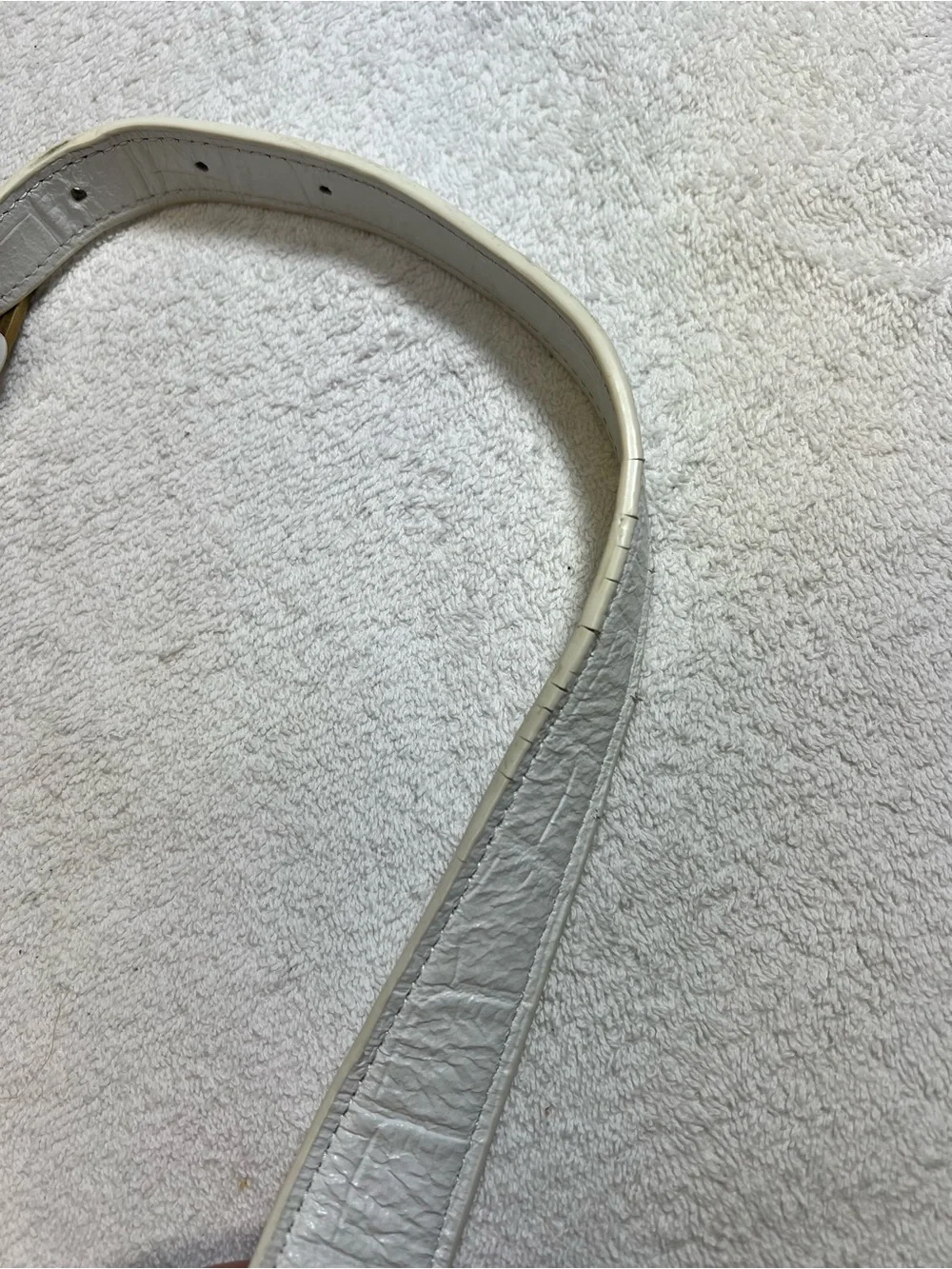 Karl Lagerfeld White Leather Croc-Embossed Shoulder Bag Purse